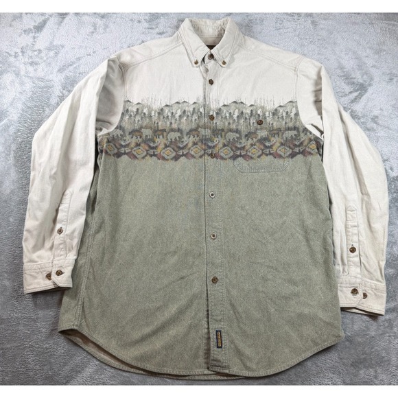Woolrich Other - Vtg Woolrich Bear Forest Aztec Western Shirt Men's L Button Front‎ Outdoors 90s